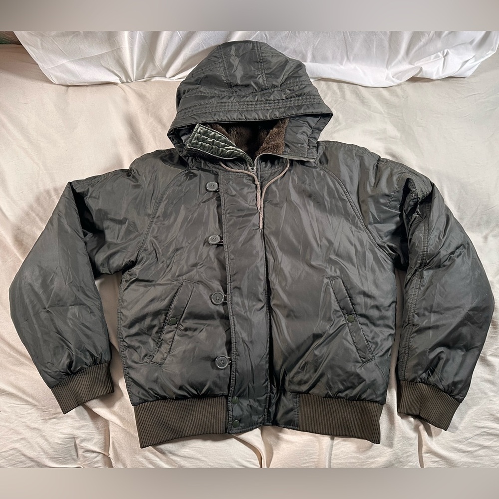 Polo Ralph Lauren Olive Green X-Large Down Feather Puffer Jacket Y2K 2000s Rare